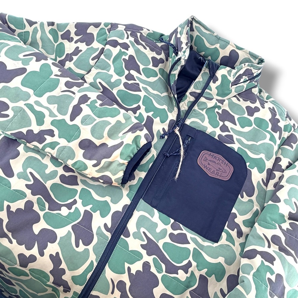 Marsh Wear Mens Duck Camo Jacket Green Brown Full Zip Fishing Coat L Outdoorsy - Picture 1 of 16